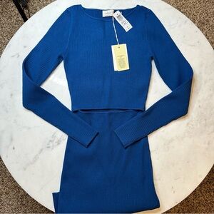 Aritzia Wilfred Cut-Out Longsleeve Dress - Ultramarine